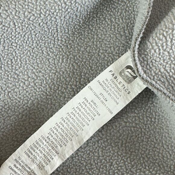 Fabletics cardigan Womens Large drawstring athleisure fleece stone Gray Jacket - Picture 9 of 11